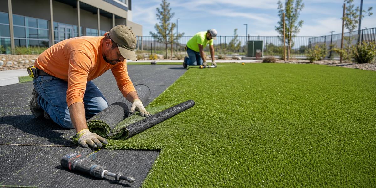 Commercial artificial turf installation supplied to a California contractor